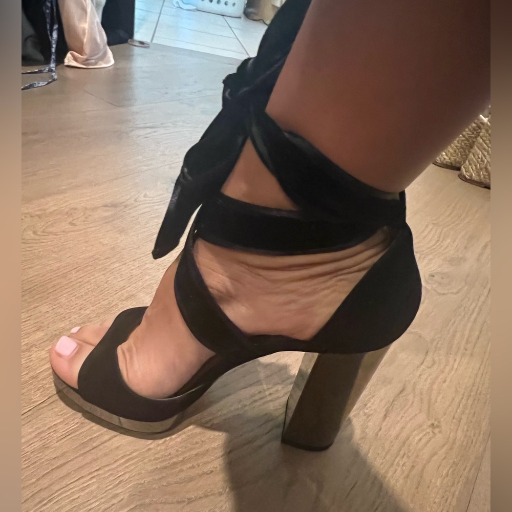 Valentina black velvet sandals